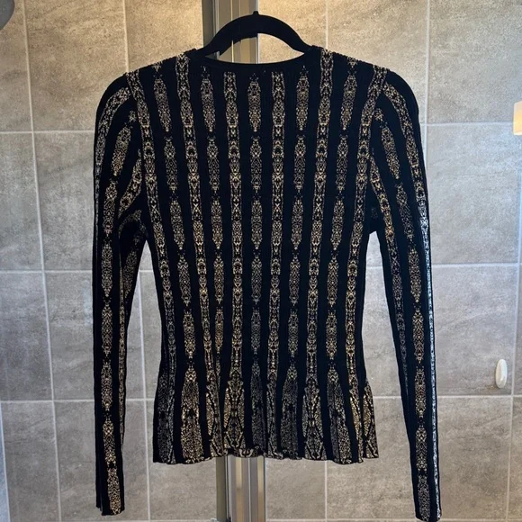 White House Black Market Black and White Striped Sweater/Blouse - Picture 2 of 3